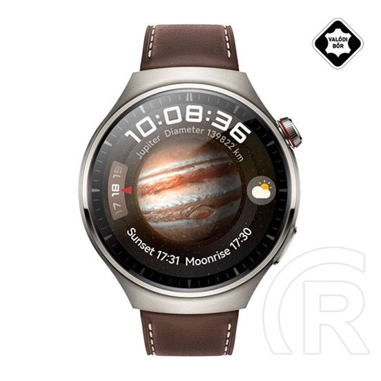 Huawei Watch 4 Pro okosóra (titánium szürke-barna bőrszíjjal)