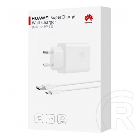 Huawei cp404b hálózati töltő usb aljzat (10v / 2250ma, 22.5w, pd gyorstöltés támogatás + type-c kábel) fehér