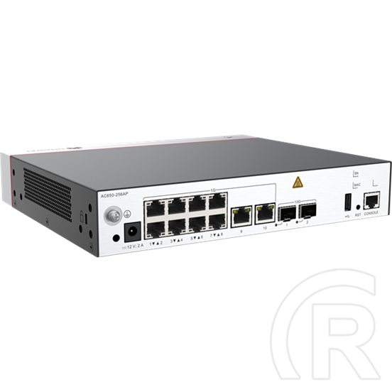 Huawei eKit AC650-256AP vezeték nélküli access kontroller (10 x 1GbE RJ45, 2 x 10Gb SFP+, 1 konzol, rack, max. 256 AP)