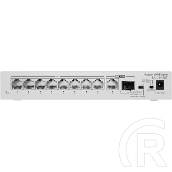 Huawei eKit S110-8P2ST 8 portos Gigabit asztali switch (PoE 124W, 1x 1Gb SFP uplink, nem menedzselhető)