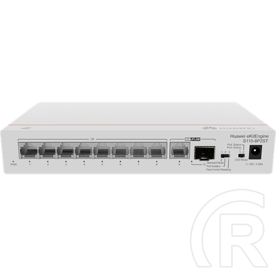 Huawei eKit S110-8P2ST 8 portos Gigabit asztali switch (PoE 124W, 1x 1Gb SFP uplink, nem menedzselhető)
