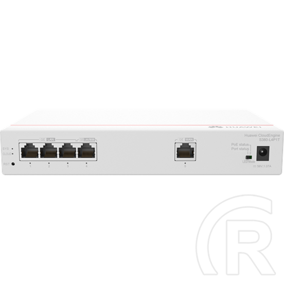 Huawei eKit S380-L4P1T 5-portos 1Gb switch (1x WAN, 4x LAN PoE+ 50W, asztali)