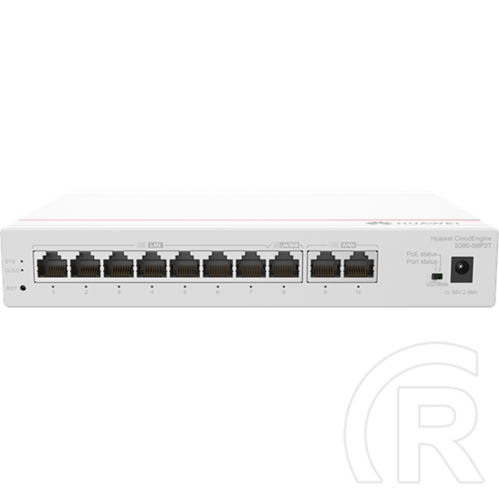 Huawei eKit S380-S8P2T 10-Port Gigabit asztali switch (2x WAN 1Gb, 8x GE PoE+, 124W)
