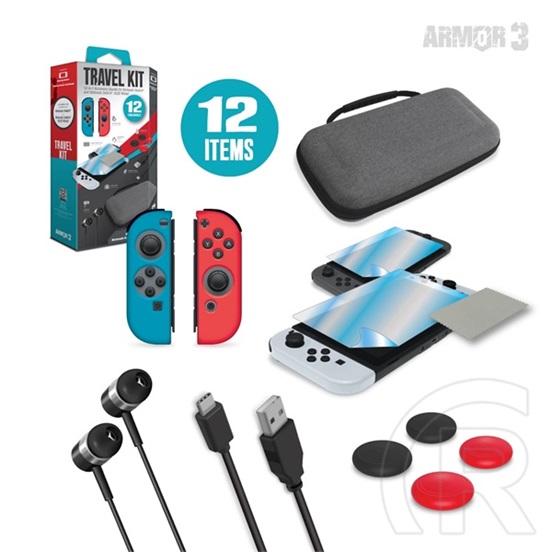 Hyperkin ARMOR3 csomag (Switch/OLED, Type-C kábel, tok, üvegfólia 2 db, analóg markolatok 4 db)