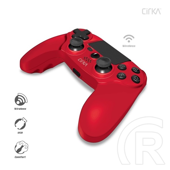 Hyperkin Cirka Nuforce vezeték nélküli kontroller (PS4, PC, Mac kompatibilis, piros)