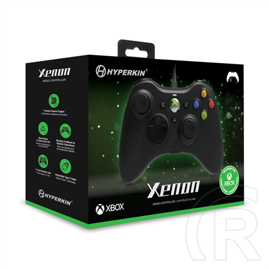 Hyperkin Xenon vezetékes Xbox kontroller (licencelt, Xbox Series/Xbox One, Windows 11/10 kompatibilis, fekete)