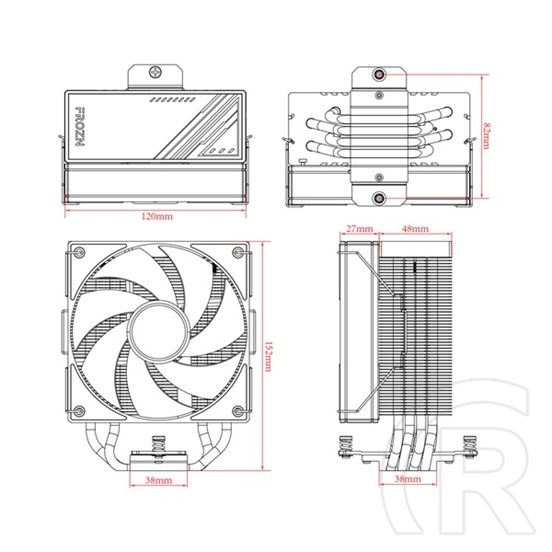 ID-Cooling CPU Cooler - FROZN A410 ARGB (29.9dB; max. 132,54 m3/h; 4pin, 4 db heatpipe, 12cm, A-RGB, PWM)