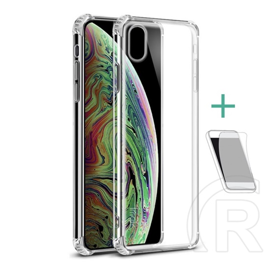 IMAK Apple iPhone XS Max 6.5 szilikon telefonvédő (közepesen ütésálló + képernyővédő fólia) átlátszó