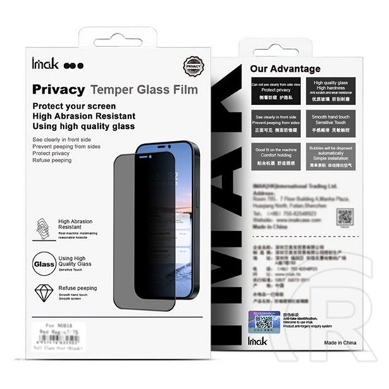 IMAK Honor Magic V5 privacy képernyővédő üveg (3d, betekintés védelem, íves, külső) fekete