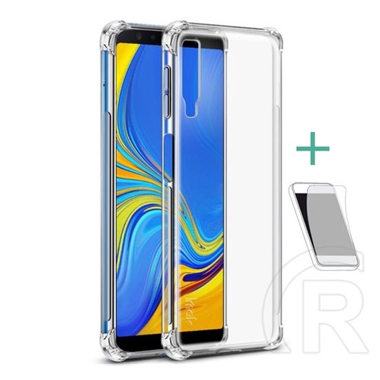 IMAK Samsung Galaxy A7 (2018) SM-A750F szilikon telefonvédő (közepesen ütésálló + képernyővédő fólia) átlátszó