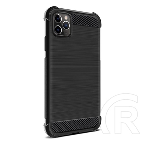 IMAK VEGA Apple iPhone 11 Pro Max szilikon telefonvédő (közepesen ütésálló, szálcsiszolt, karbon minta) fekete