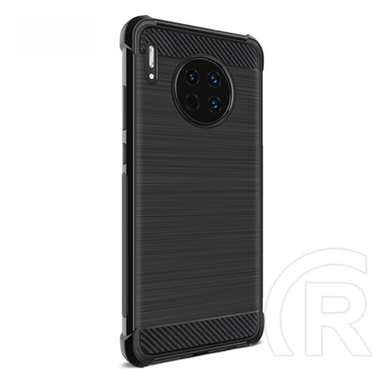 IMAK VEGA Huawei Mate 30 szilikon telefonvédő (közepesen ütésálló, szálcsiszolt, karbon minta) fekete