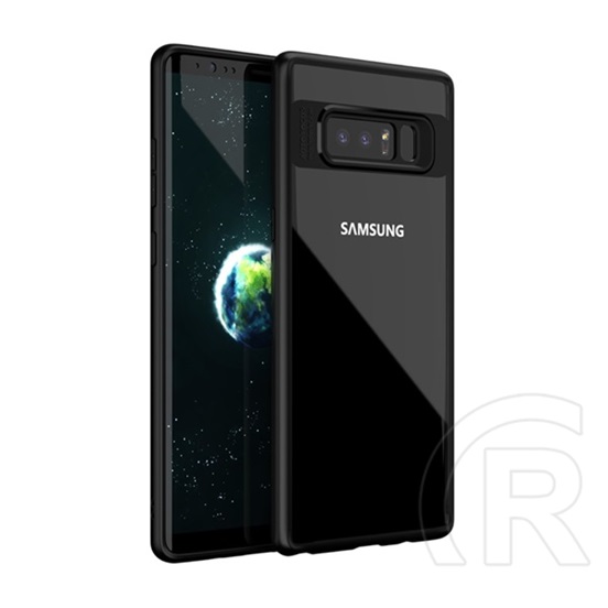 IPAKY Samsung Galaxy Note 8 (SM-N950F) műanyag telefonvédő (szilikon keret, közepesen ütésálló, átlátszó hátlap) fekete