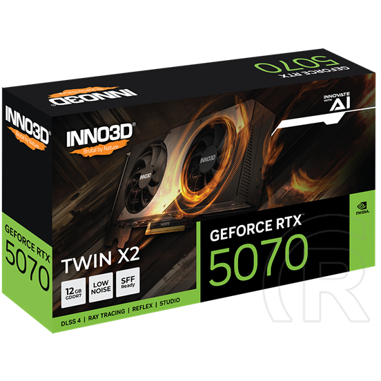 Inno3D GeForce RTX5070 Twin X2 VGA (PCIe 5.0, 12 GB GDDR7, 192 bit, 3xDP+HDMI)