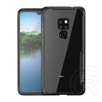 Ipaky műanyag telefonvédő ( Huawei Mate 20 szilikon keret, közepesen ütésálló, átlátszó hátlap) fekete