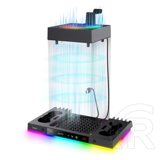 Ipega függőleges töltőállvány (2 kontroller egyidejű töltése, hűtés, rgb, xbox series x kompatibilis) fekete