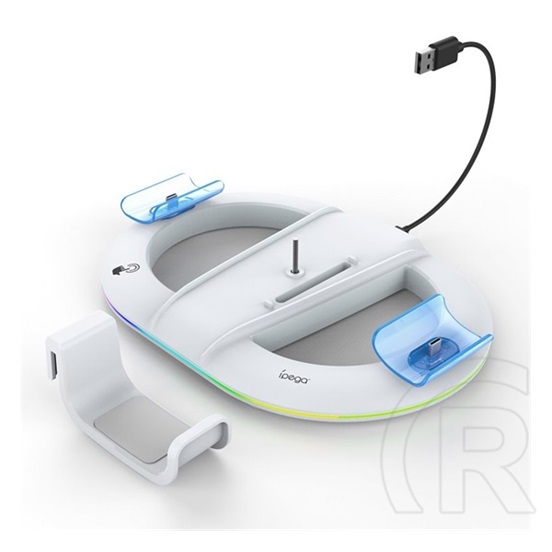 Ipega függőleges töltőállvány (2xusb+type-c aljzat, rgb, playstation 5 / 5 slim/ 5 pro kompatibilis) fehér