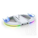 Ipega függőleges töltőállvány (2xusb+type-c aljzat, rgb, playstation 5 / 5 slim/ 5 pro kompatibilis) fehér