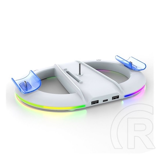 Ipega függőleges töltőállvány (2xusb+type-c aljzat, rgb, playstation 5 / 5 slim/ 5 pro kompatibilis) fehér