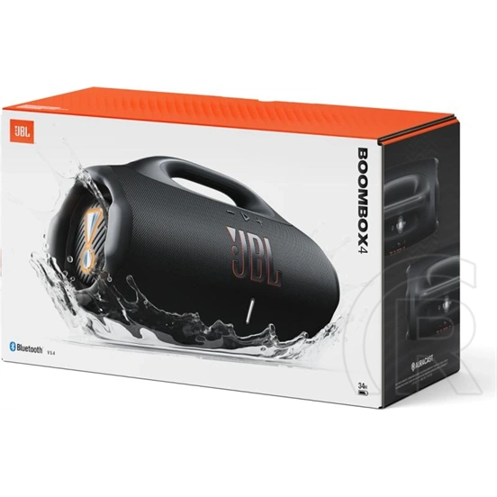 JBL Boombox 4 hordozható Bluetooth hangszóró (Bluetooth 5.4, 2x65W RMS mély, 2x40W RMS magas, IP68, fekete)