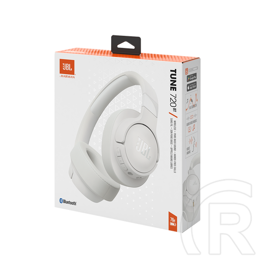 JBL Tune 720BT vezeték nélküli mikrofonos fejhallgató (BT v5.3, sztereó, fehér)