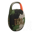 JBL clip5 bluetooth hordozható hangszóró (v5.3, 1400mah belső akku, 7w, ip67 vízálló, terep mintás) sötétzöld