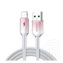 JOYROOM Apple IPAD (3rd Generation) crystal-clear adatkábel (usb - lightning, 3a, gyorstöltő, 120cm, cipőfűző) fehér