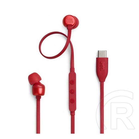 Jbl t310c fülhallgató sztereo (type-c, hangerőszabályzó, felvevő gomb, lapos kábel) piros