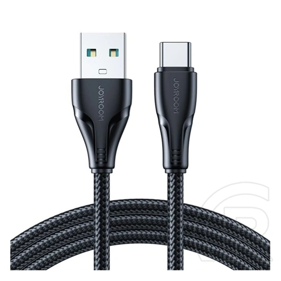 Joyroom Surpass adatkábel (USB - type-c, 3A, gyorstöltő, cipőfűző, törésgátló, 120cm, fekete)