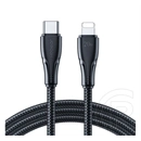 Joyroom Surpass adatkábel (type-c - lightning, 20W, gyorstöltő, törésgátló, 120cm, fekete)