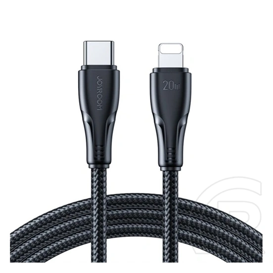 Joyroom Surpass adatkábel (type-c - lightning, 20W, gyorstöltő, törésgátló, 120cm, fekete)