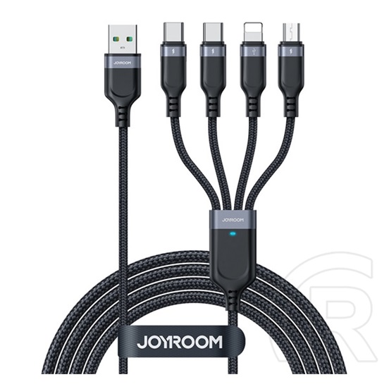 Joyroom adatkábel 4in1 (usb - 2 type-c / lightning 8pin / microusb, 3.5a, gyorstöltés támogatás, 120cm) fekete