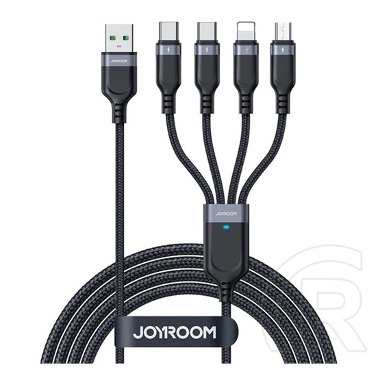 Joyroom 4in1 adatkábel (USB-A - 2 x USB-C / Lightning 8pin / Micro-USB, 3.5A, 1,2 m, fekete)