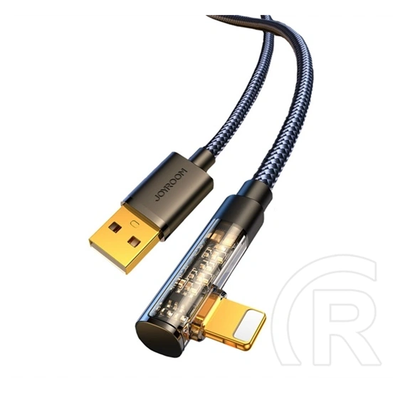 Joyroom adatkábel (USB - Lightning, 2,4A, gyorstöltő, 90 fokos, 120 cm, fekete)