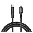 Joyroom adat- és töltőkábel (USB-C dugó / Lightning 8 pin dugó, 2,4A, 20W, 1 m, fekete)