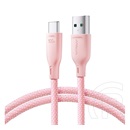 Joyroom adatkábel (usb - type-c, 100w, gyorstöltő, 100cm, cipőfüző) rózsaszín
