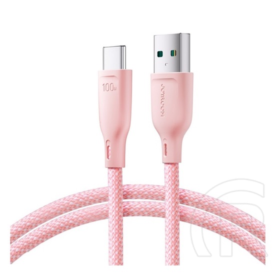 Joyroom adatkábel (usb - type-c, 100w, gyorstöltő, 100cm, cipőfüző) rózsaszín