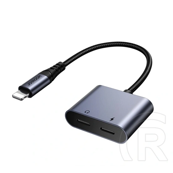 Joyroom audió adapter és töltőkábel (elosztó, 2× Lightning aljzat, cipőfűző, fekete)