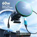 Joyroom autós tartó (szellőzőre, mágneses, 360°, gyorstöltő, 15w, wireless) fekete