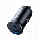 Joyroom autós töltő 2 type-c aljzat (5v/3a, 30w, pd gyorstöltő, led jelzés) fekete