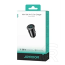 Joyroom autós töltő usb+type-c aljzat (15w, pd gyorstöltő, mini, karbon minta) fekete