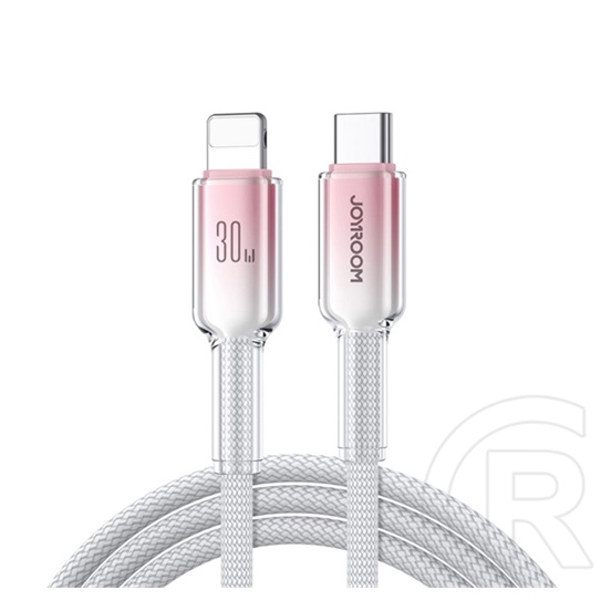 Joyroom crystal-clear adatkábel (type-c - lightning, 3a, gyorstöltő, 120cm, cipőfűző) fehér