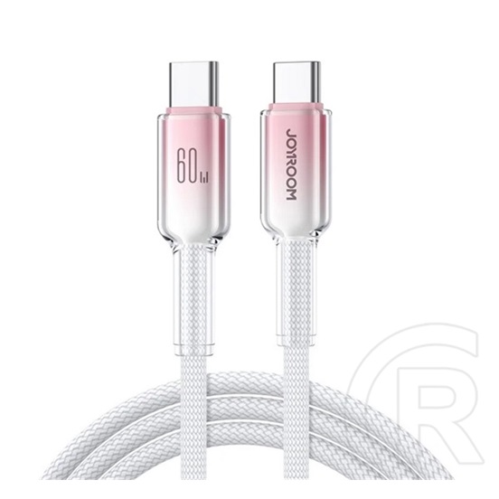 Joyroom crystal-clear adatkábel (type-c - type-c, 60w, gyorstöltő, 120cm, cipőfűző) fehér