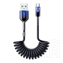 Joyroom crystal-clear adatkábel (usb - type-c, 3a, gyorstöltő, 150cm, spirálkábel) fekete