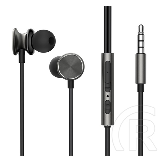 Joyroom fülhallgató sztereo (3.5mm jack, mikrofon, felvevő gomb, hangerőszabályzó) sötétszürke