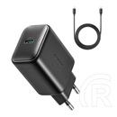 Joyroom hálózati töltő type-c aljzat (25w, pd gyorstöltő 3.0 + type-c kábel) fekete