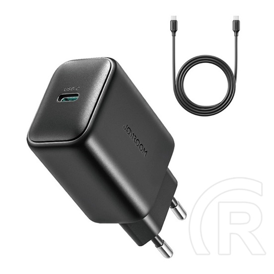 Joyroom hálózati töltő type-c aljzat (25w, pd gyorstöltő 3.0 + type-c kábel) fekete
