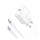 Joyroom hálózati töltő type-c aljzat (30w, pd gyorstöltő + type-c kábel) fehér