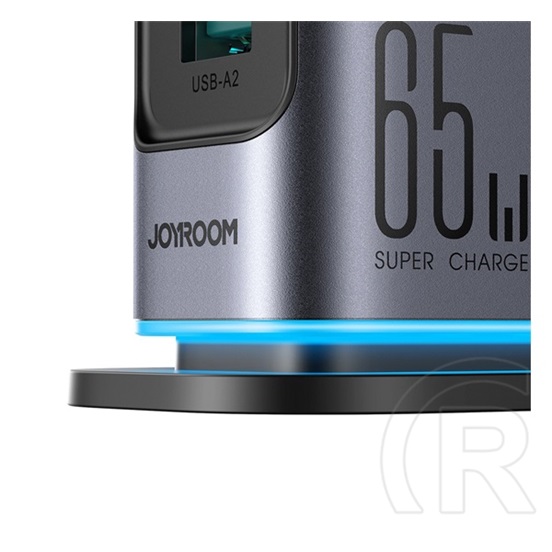 Joyroom jr-tcm02 hálózati töltő 2 usb+4 type-c aljzat (65w, gan, pd gyorstöltő) sötétszürke