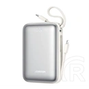 Joyroom mini vésztöltő type-c aljzat (20000mah, 22.5w, gyorstöltő, led kijelző + fix type-c/lightning kábel) fehér